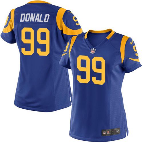 Nike Rams #99 Aaron Donald Royal Blue Alternate Women's Stitched NFL Elite Jersey - Click Image to Close